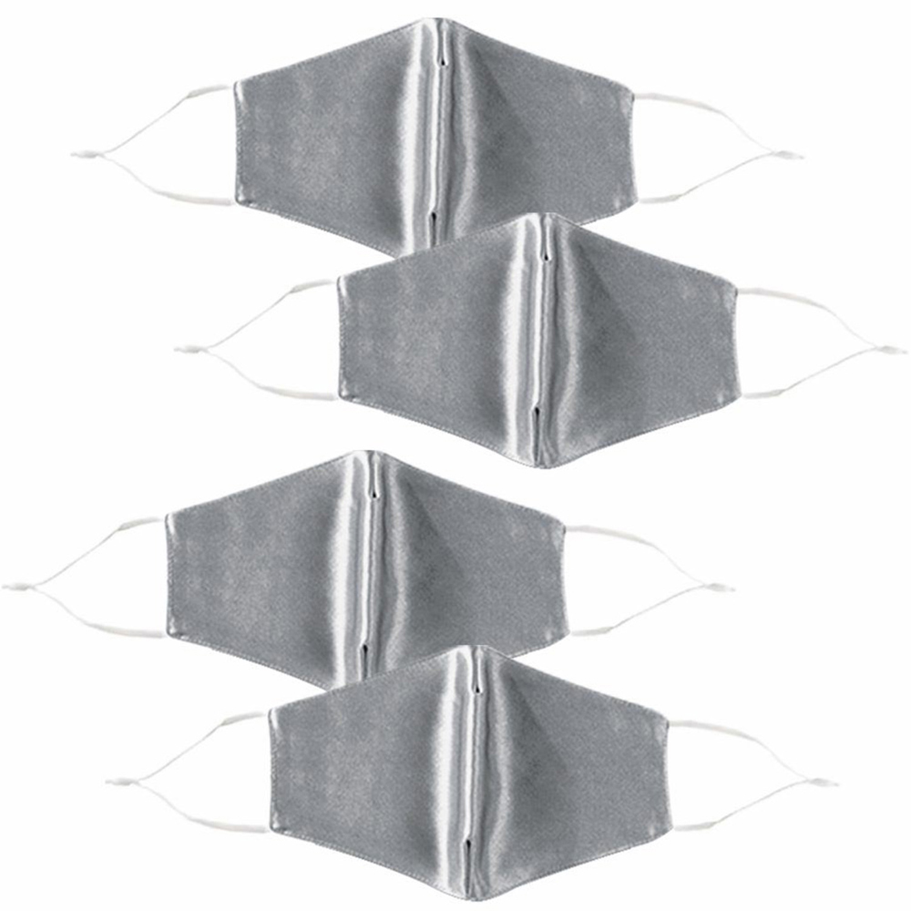 Termin8 Grey Satin Silk Reusable and Breathable Festival Face Mask 4 Pack Image 1