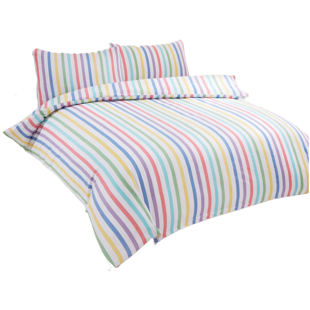 Rapport Home Candy Stripe Double Multicolour Brushed Cotton Duvet Set Image 2