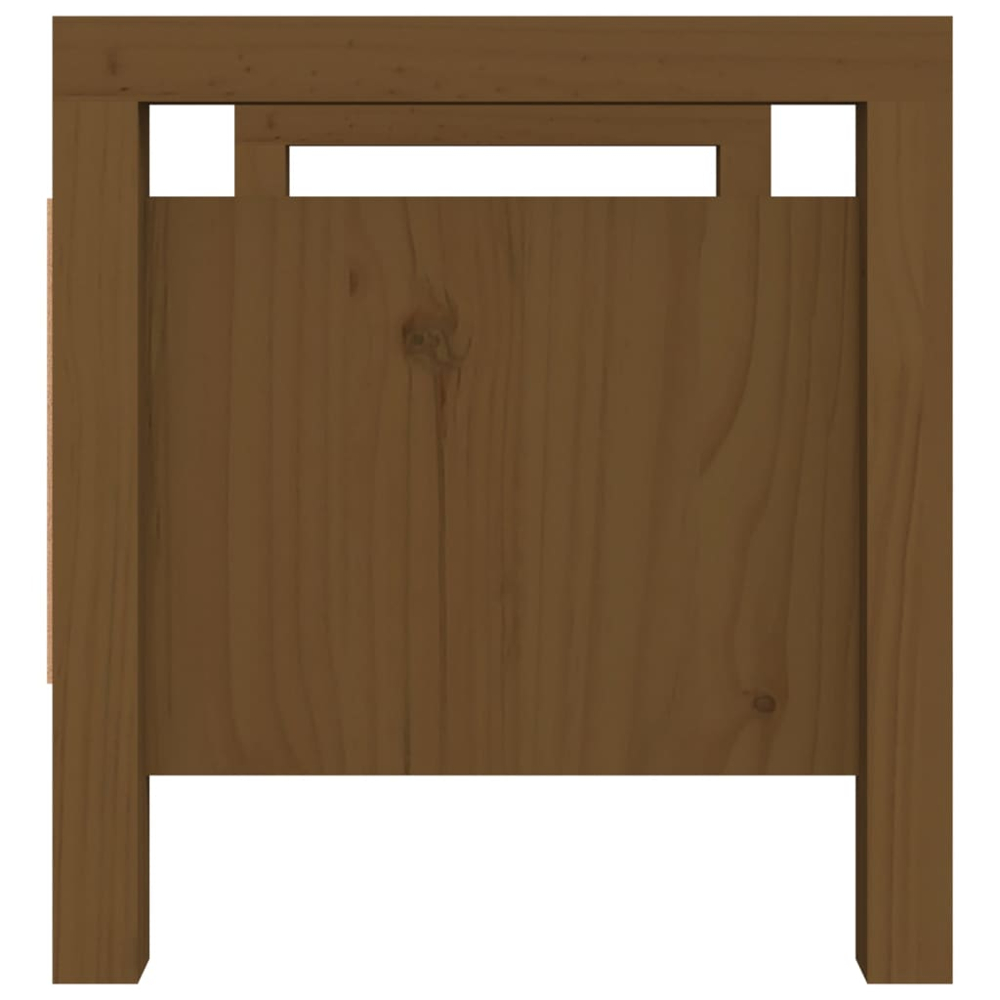 vidaXL 2 Door Honey Brown Solid Wood Pine Hall Bench Image 5