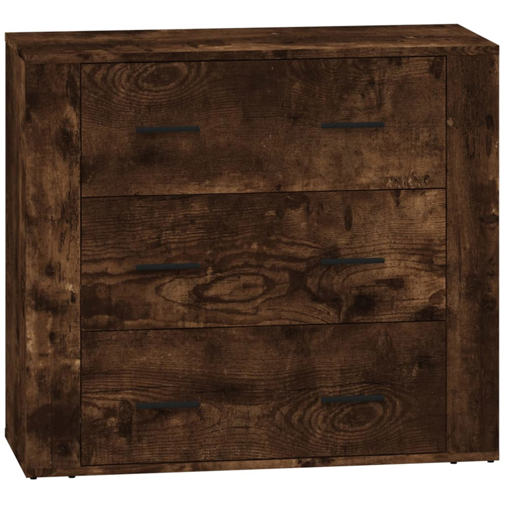 vidaXL 3 Drawer Smoked Oak Sideboard Set of 2 Image 6