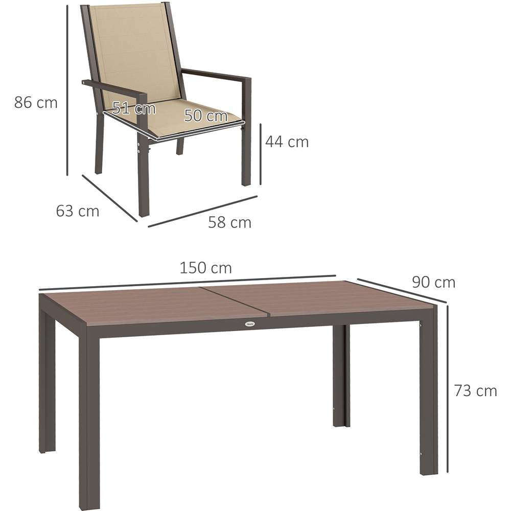 Outsunny 6 Seater Brown Garden Dining Set Image 8