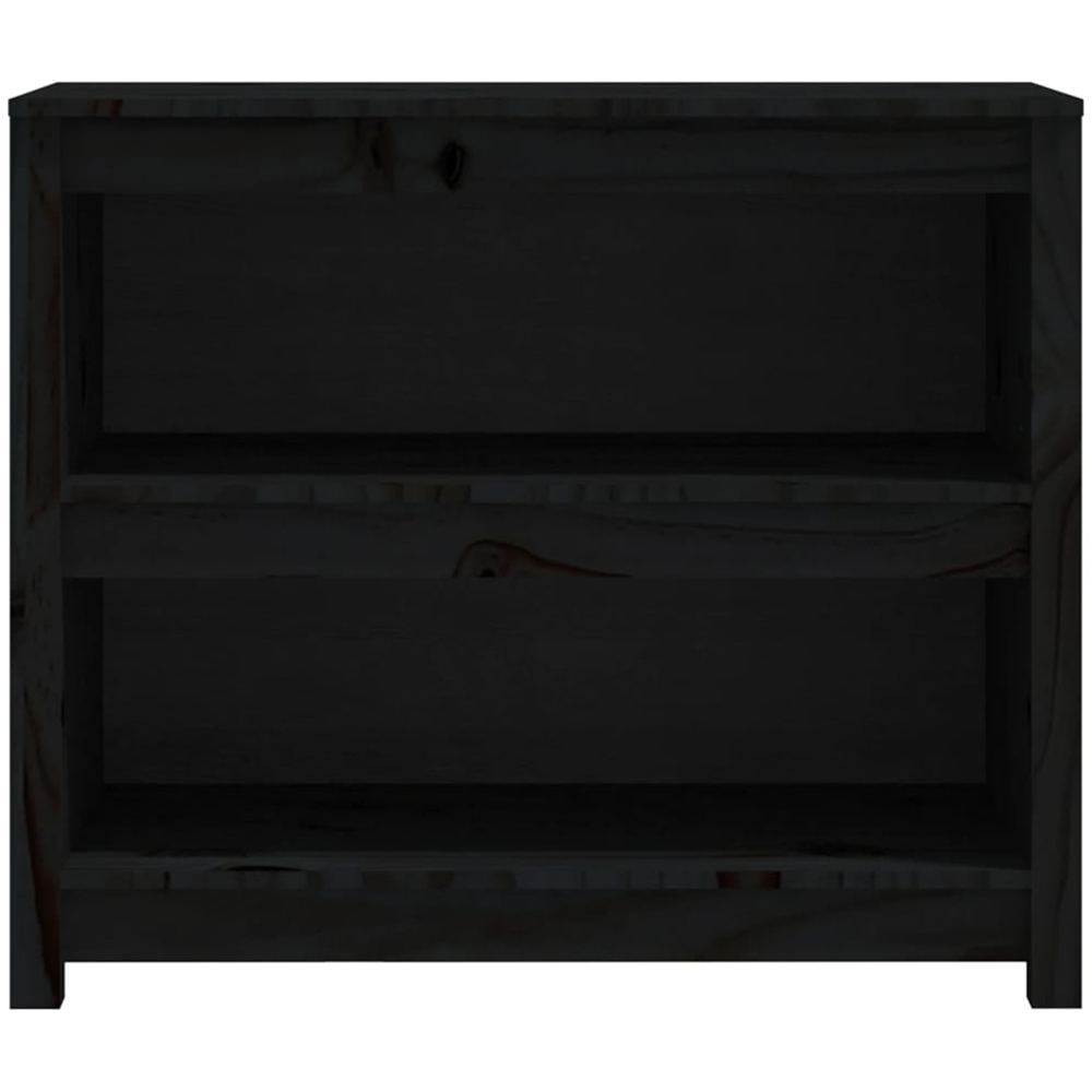 vidaXL 2 Shelf Black Solid Pine Wood Bookcase Image 3