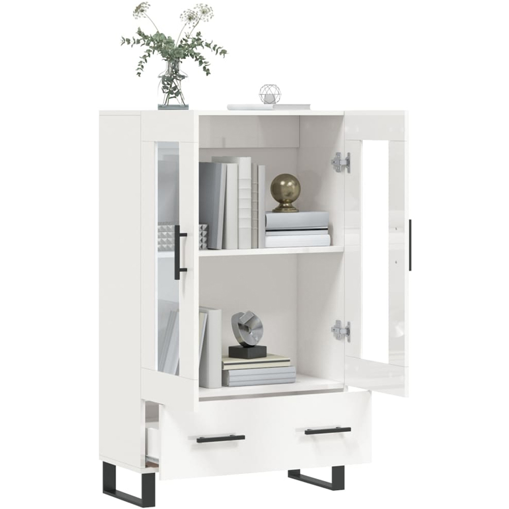vidaXL 2 Door Single Drawer White Tall Highboard Image 4