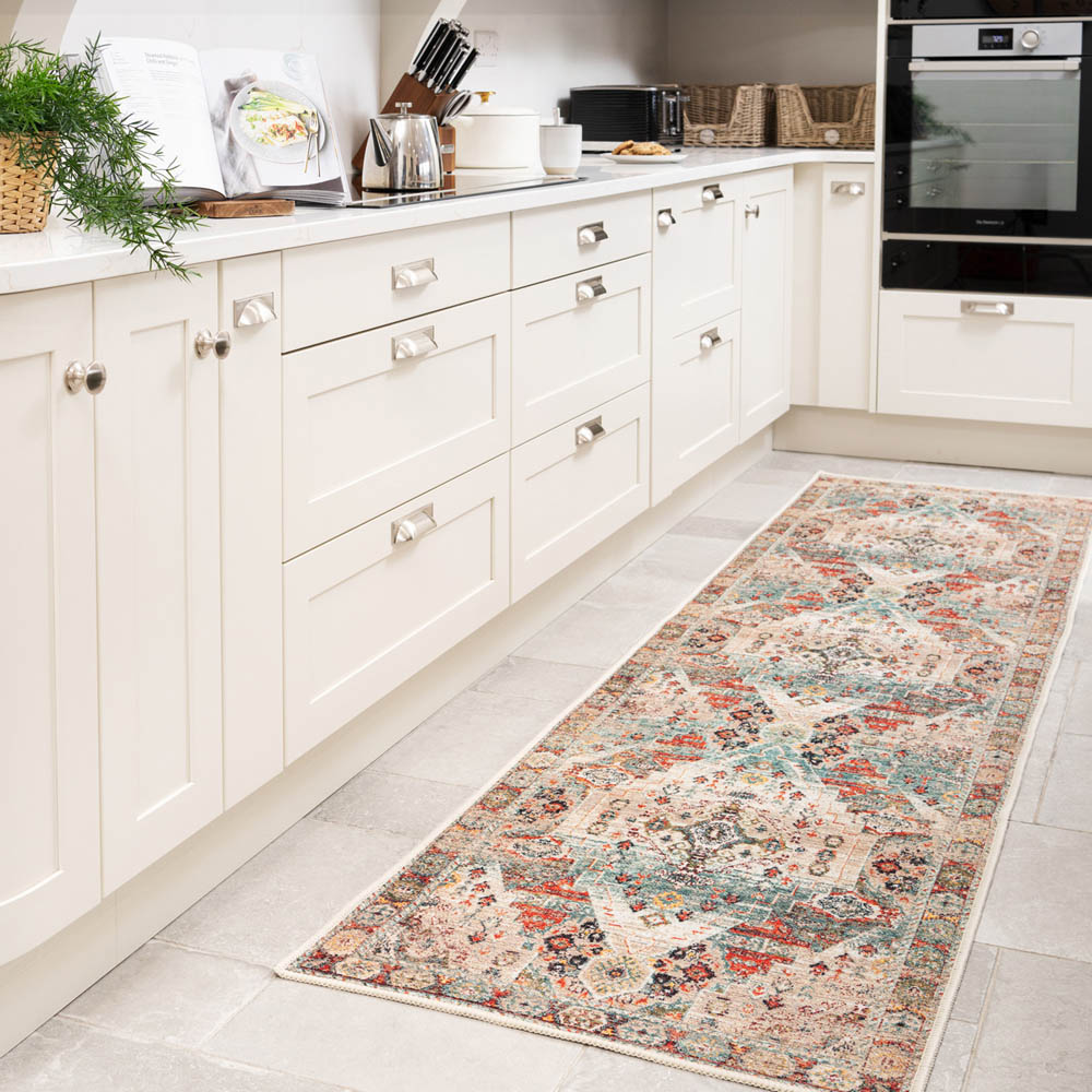 Kukoon Beige Grey Distressed Vintage Rug 60 x 240cm Image 2