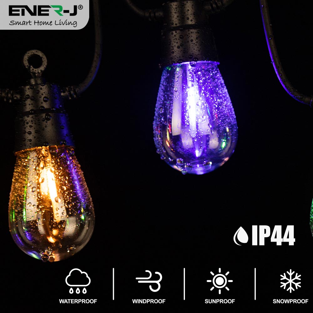 ENER-J Solar RGB Meteor Show String Lights with 10 Lamps 10m Image 5