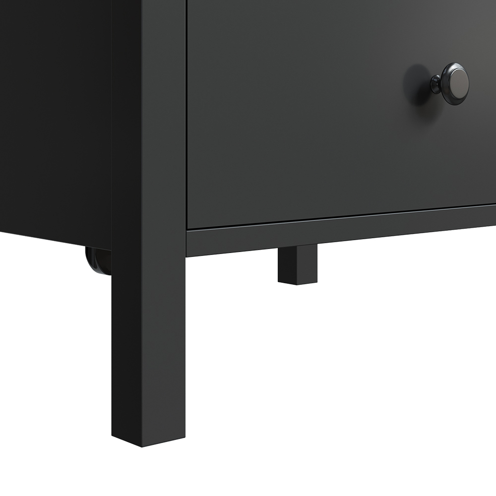 Living and Home 2 Drawer Single Shelf Black Modern Bedside Table with Power Strip Set of 2 Image 4