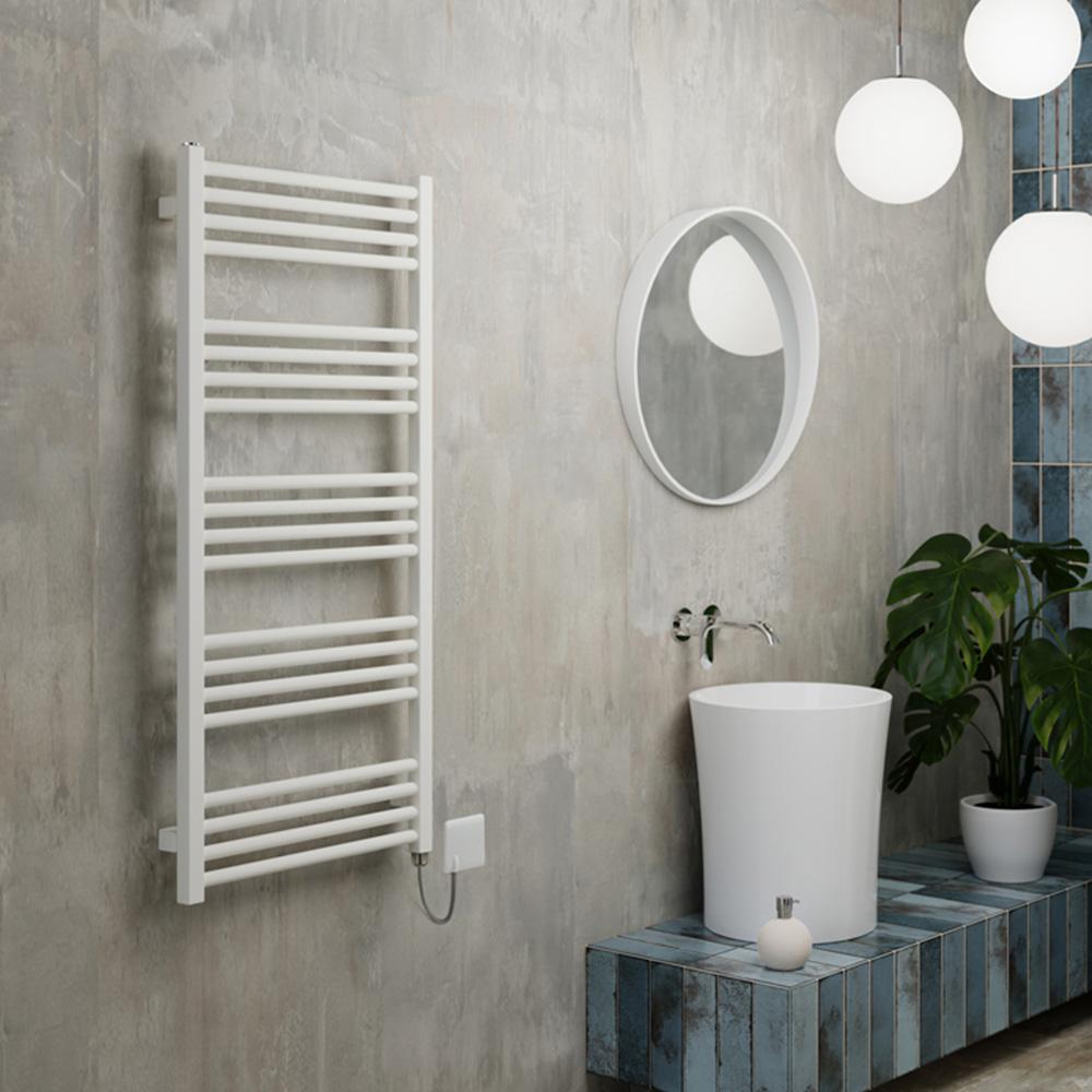 Terma Fiona E Soft Matt White Electric Towel Rail 1140 x 500mm Image 2