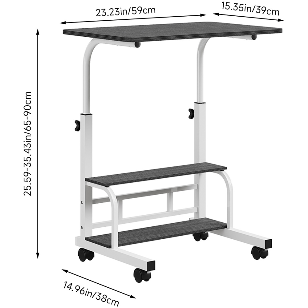 Living and Home 2 Shelf White Adjustable Overbed Table Image 9