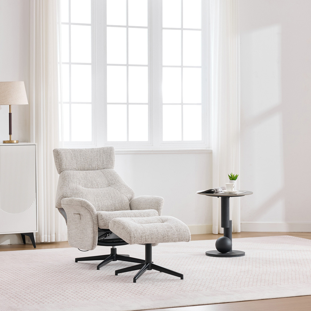 Queensbridge Beige Swivel Chair and Footstool Image 6