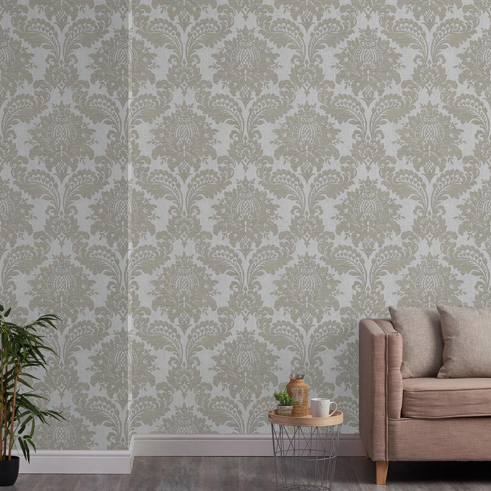 Boutique Archive Damask Grey Wallpaper Wilko