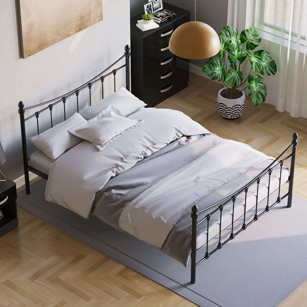 Vida Designs Paris Double Black Metal Bed Frame Image 6