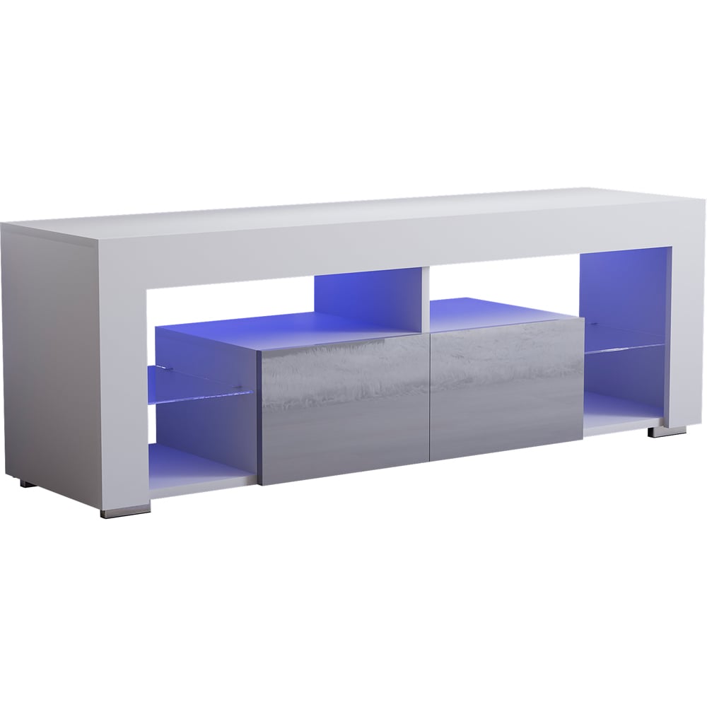 Vida Designs Luna 2 Drawer 2 Shelf White and Grey LED TV Unit Image 2