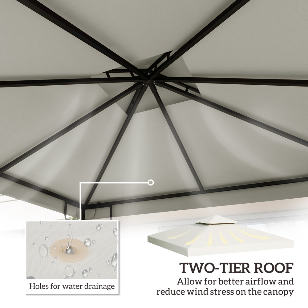 Outsunny 3 x 3m 2-Tier Cream White Gazebo Canopy Replacement Cover Image 4