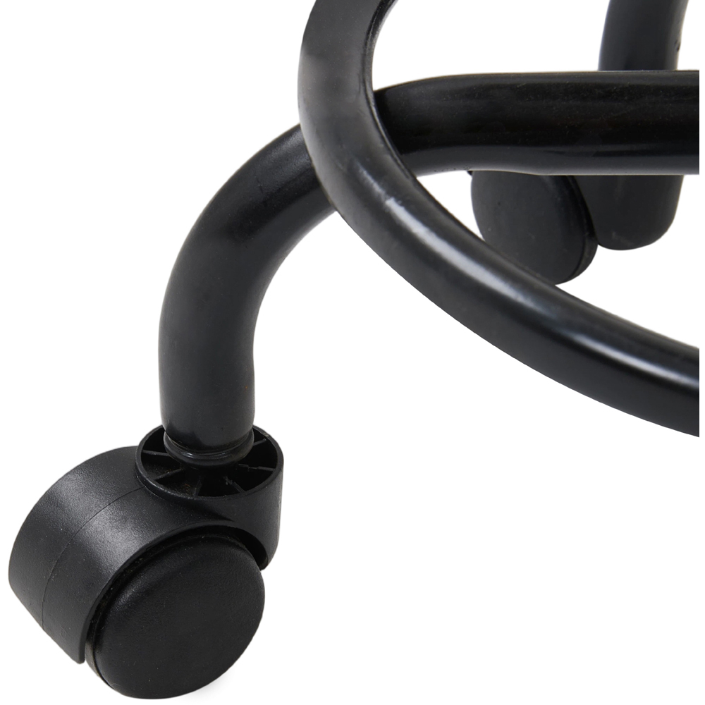 Living and Home Black PU Leather Height Adjustable Round Rolling Stool Image 4