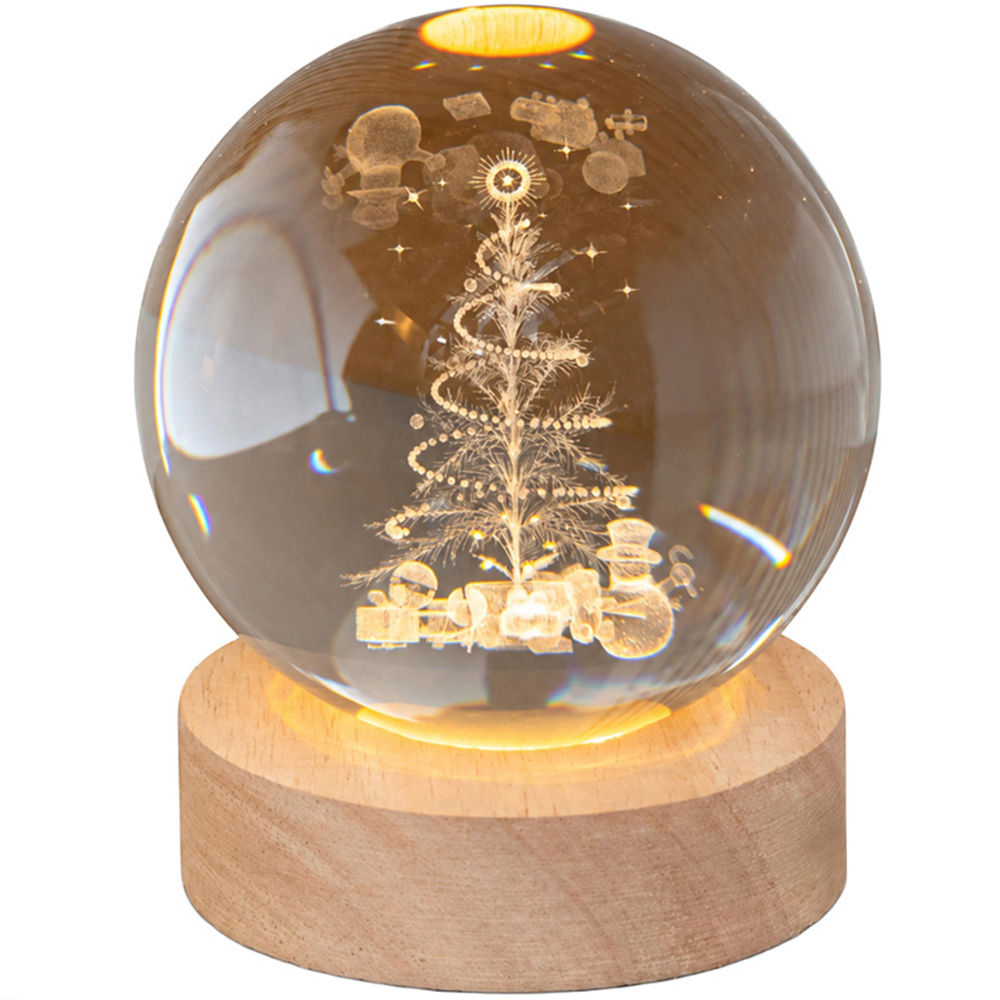 Samuel Alexander Warm White LED Etched Christmas Tree Globe USB Powered Decoration 10cm Image 1