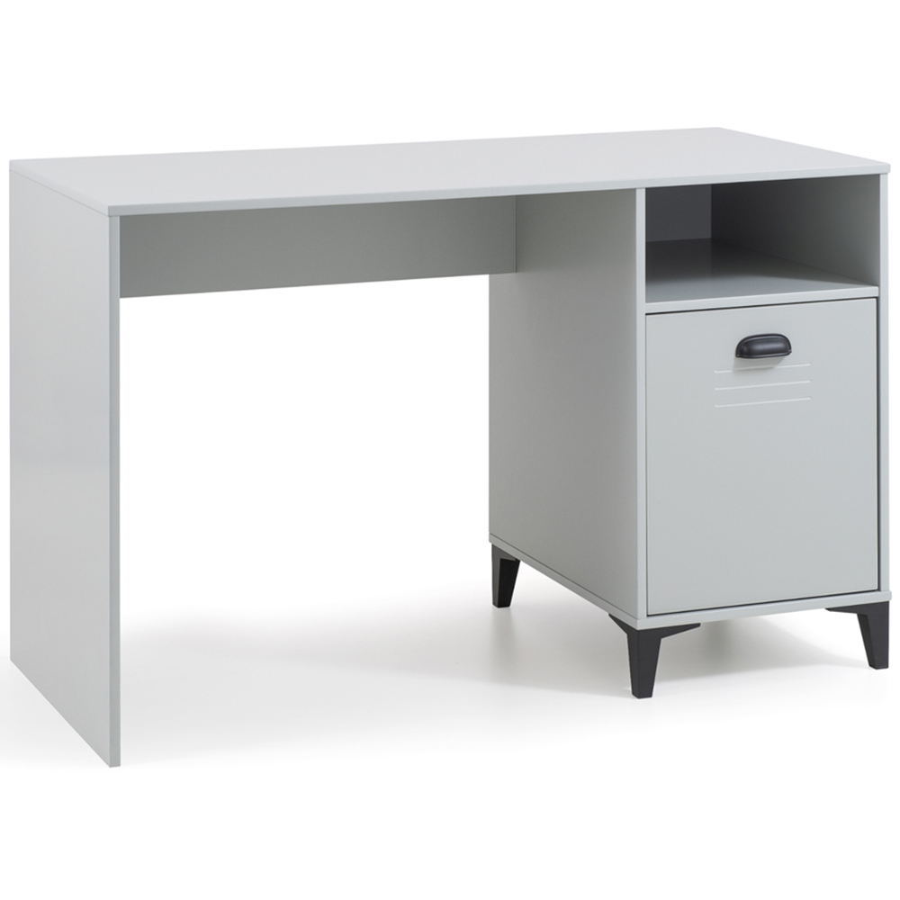 Julian Bowen Lakers Single Drawer Locker Desk Metal Effect and Grey Lacquer Image 2