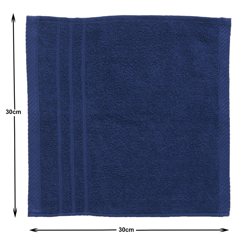 Wilko Navy Face Cloths 2 pack Image 3