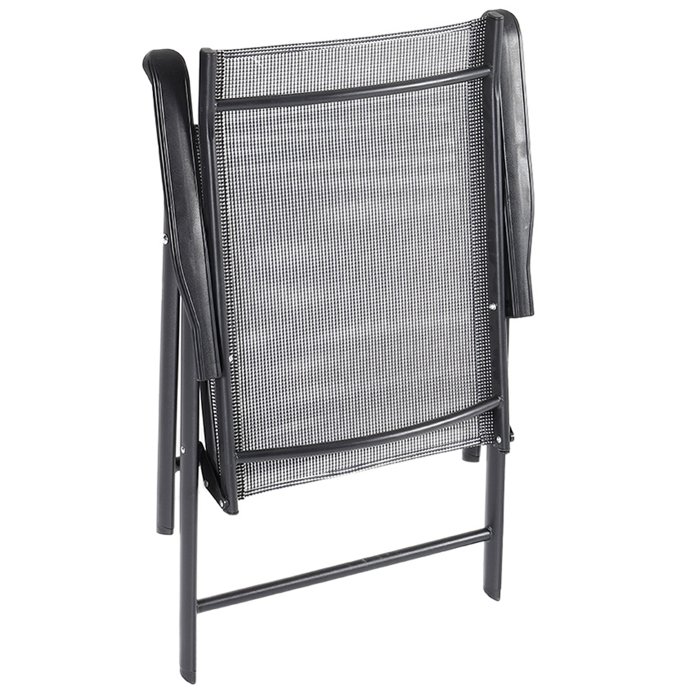 Living and Home Foldable 2 Seater Black Tempered Glass Bistro Set Image 3