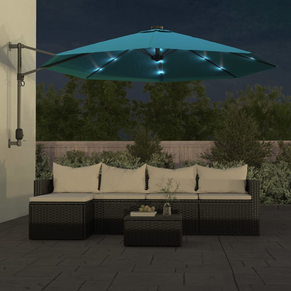 vidaXL Blue Wall Mounted Parasol 2.9m Image 2
