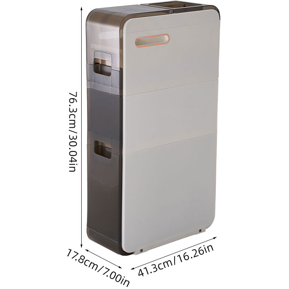 Living and Home 3 Drawer Single Shelf White and Grey Bathroom Storage Cabinet Image 9