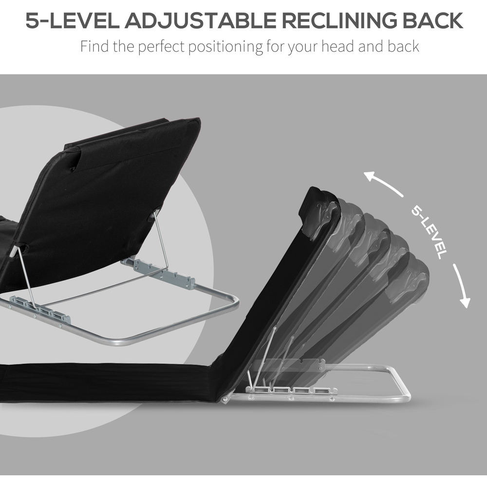 Outsunny Set of 2 Black Adjustable Folding Sun Lounger Image 7