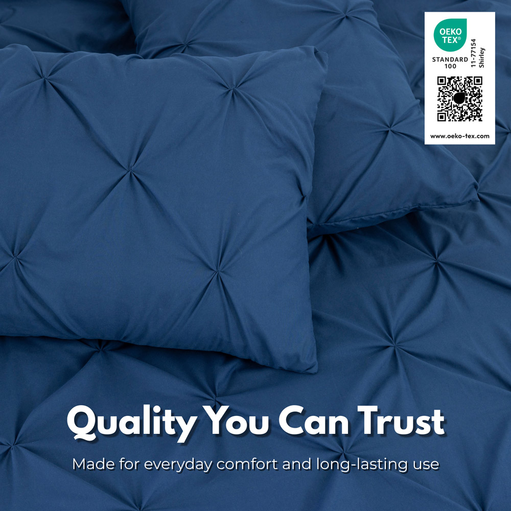MHG Living Double Navy Microfibre Pintuck Duvet Cover Set Image 6