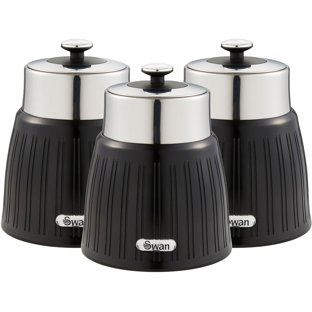 Swan Retro Black Canisters Set 3 Piece Image 1