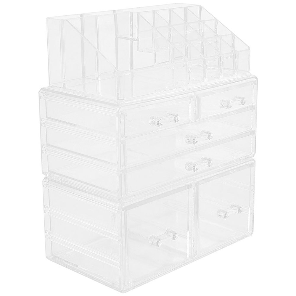 Living and Home Clear Acrylic Makeup Organiser with Drawers Image 1