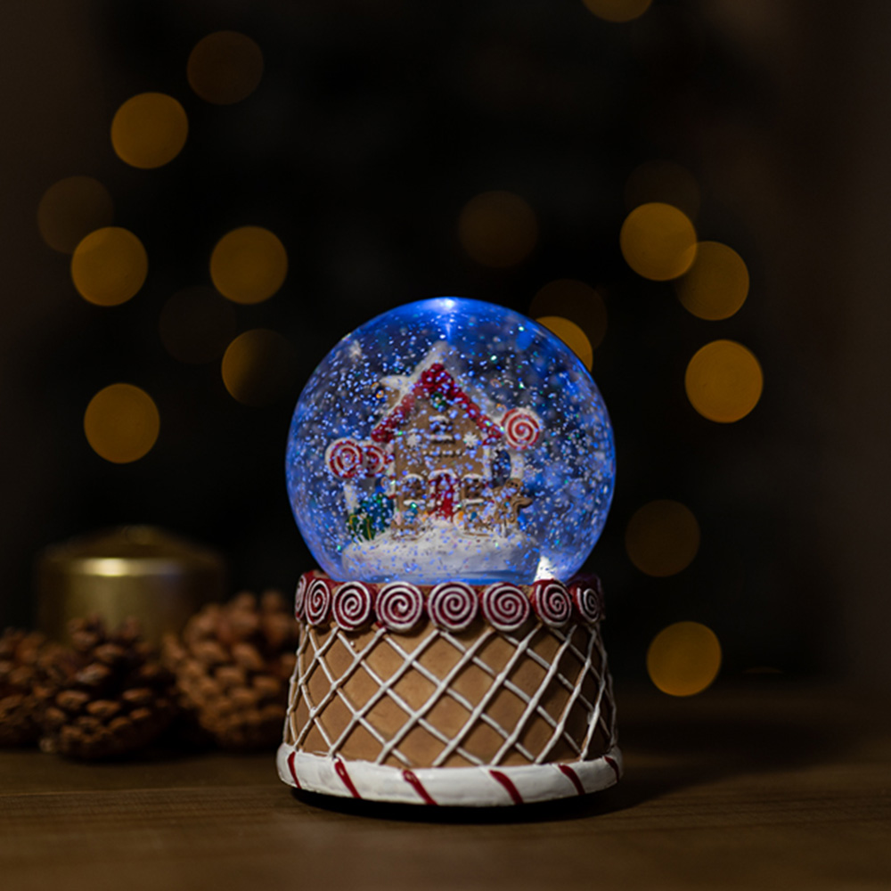 Marco Paul LED Gingerbread House Musical Snow Globe 10cm Image 4