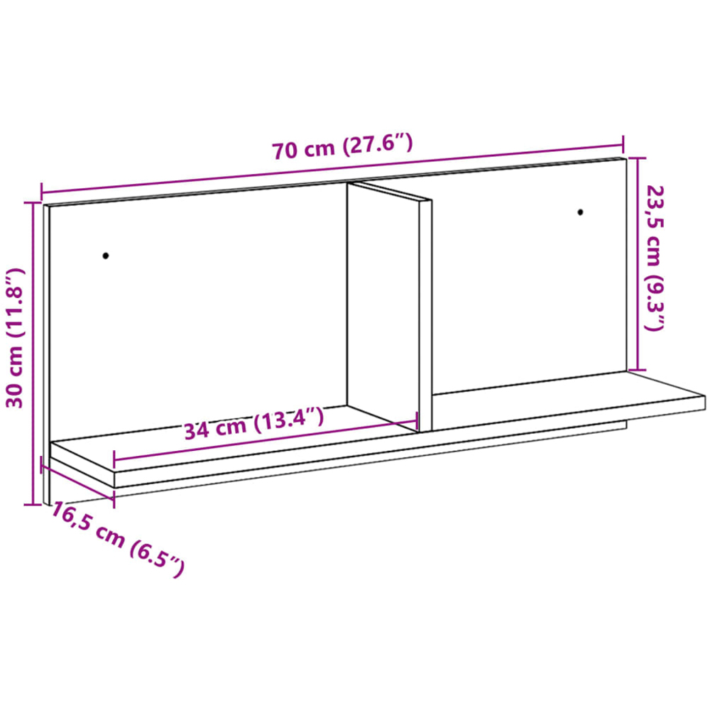 vidaXL 2 Shelf Grey Sonoma Wall Cabinet Image 8