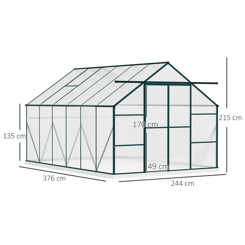 Outsunny Aluminium 8 x 12.3ft Polytunnel Greenhouse Image 9