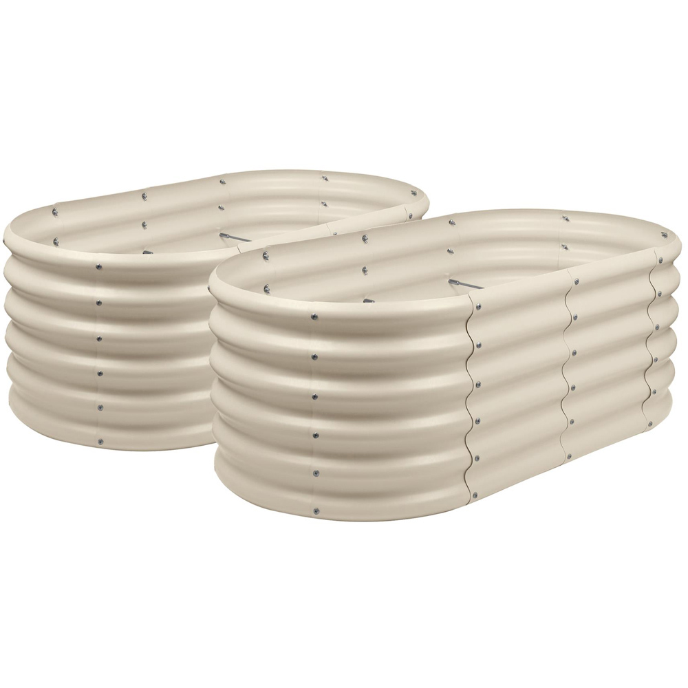 Harbour Housewares Ivory Rounded Raised Garden Bed - 120 x 60 x 45cm 2 Pack Image 1