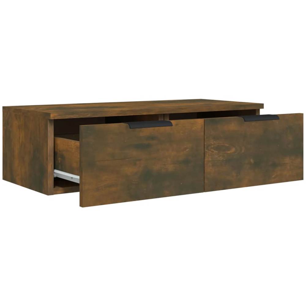 vidaXL 2 Drawer Smoked Oak Wall Mounted Cabinet Image 6