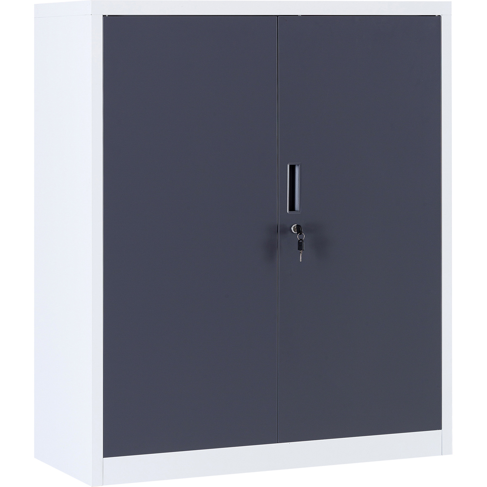 MMT Furniture Designs 2 Door White and Grey Metal Lockable Storage Cabinet Image 2