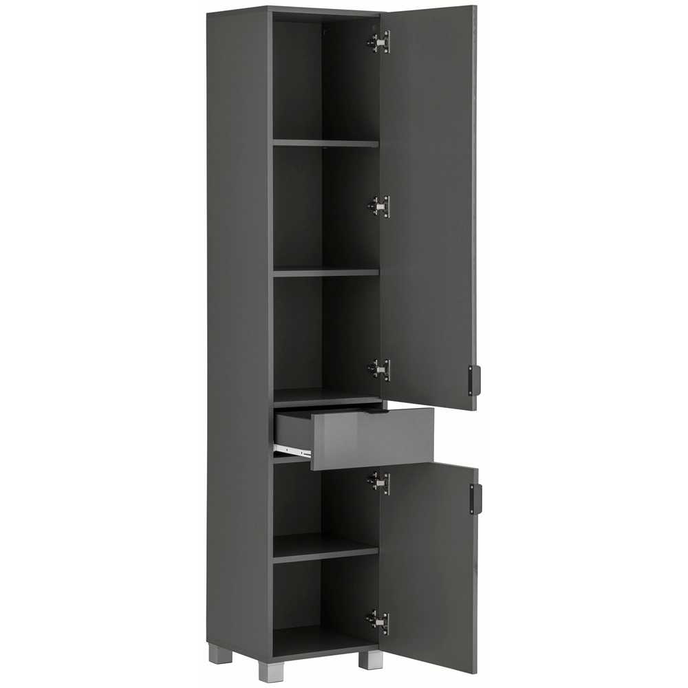 Loft24 Atlas 2 Door Single Drawer Grey Tall Storage Cabinet Image 4