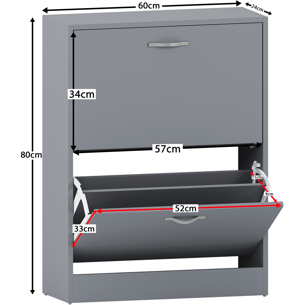 VIDA DESIGNS Grey 2-Drawer Shoe Cabinet Rack Image 9
