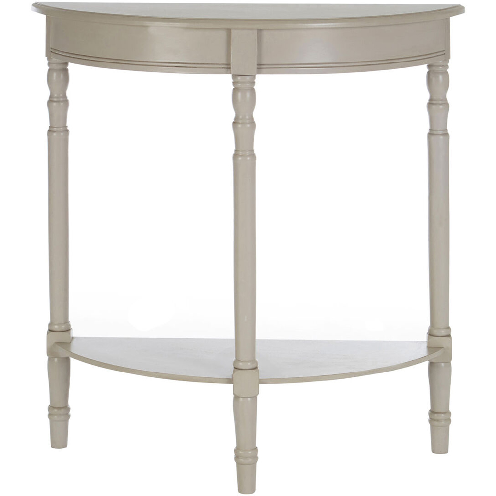 Premier Housewares Heritage Single Shelf Grey Putty Wooden Half Moon Console Table Image 3