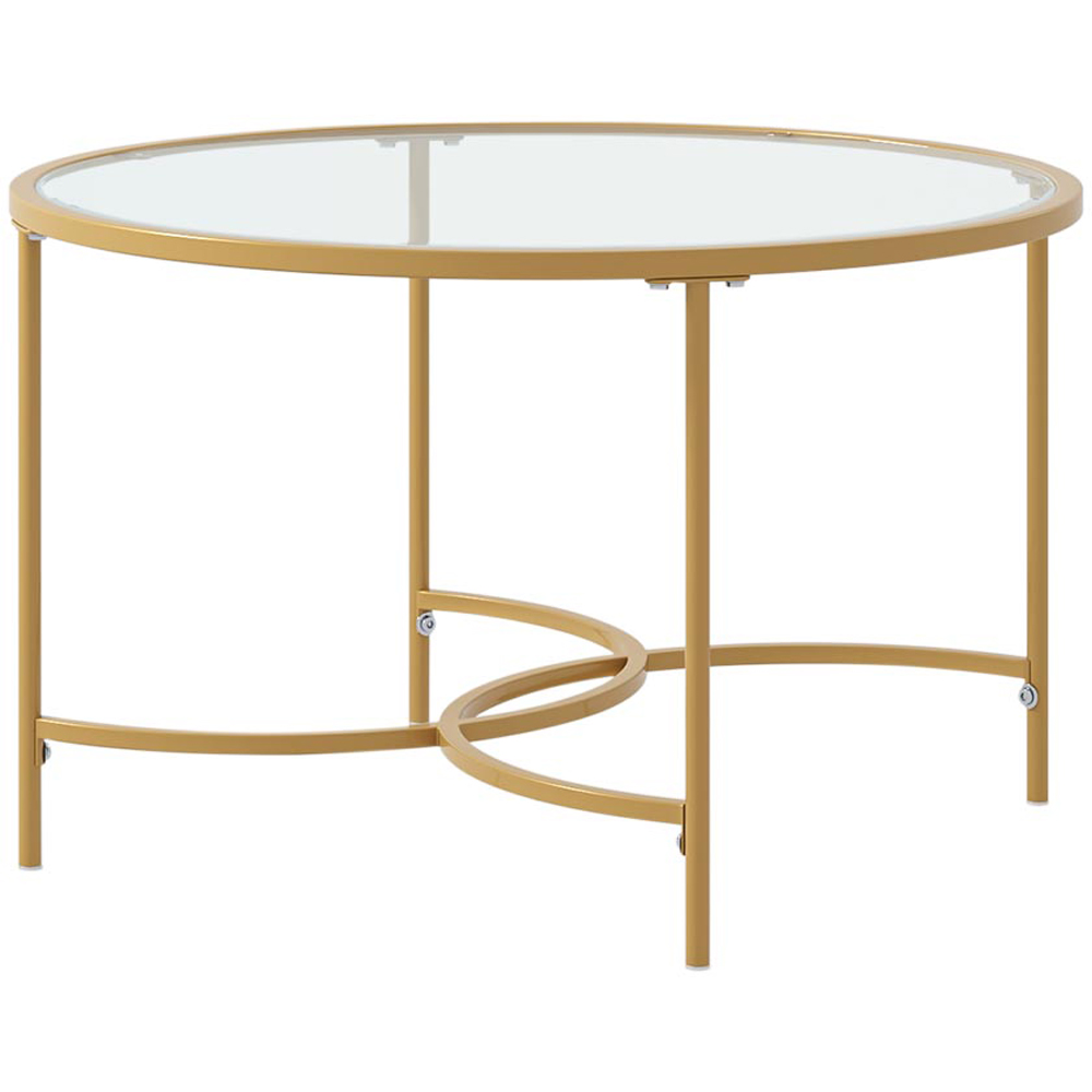 Living and Home Gold Modern Round Tempered Glass Coffee Table Image 2