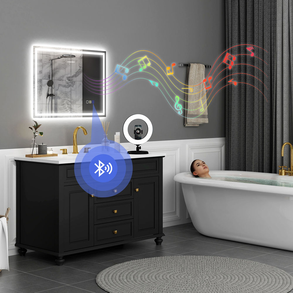 HOMCOM Bluetooth Frameless LED Bathroom Mirror with Demister Pad 60 x 80cm Image 8