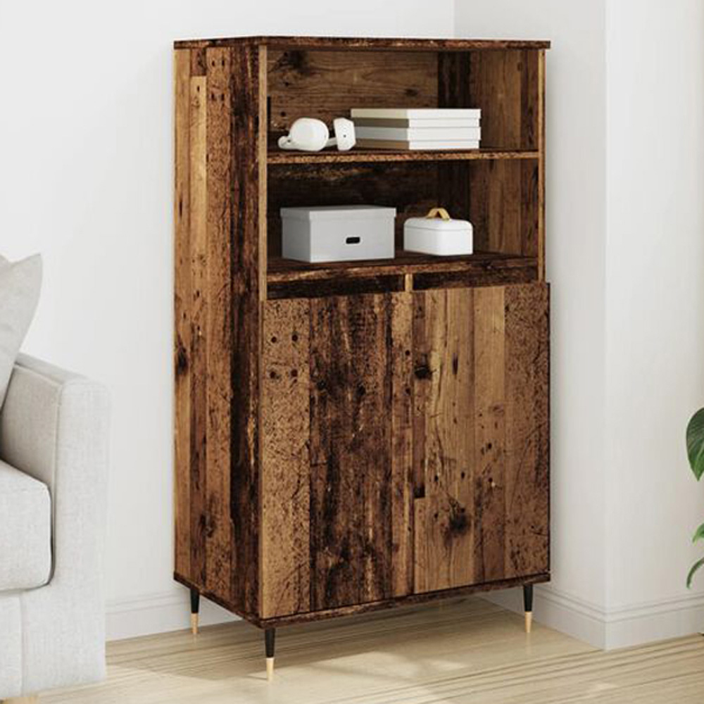 vidaXL 2 Door 2 Shelf Old Wood Highboard Image 1