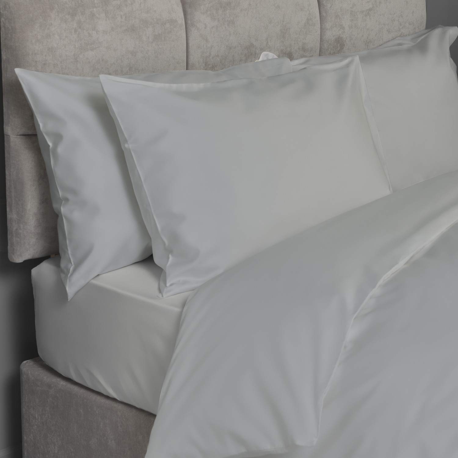 Divante Luxe Cotton 400 Thread Count Fitted Sheet - Silver / Superking Image