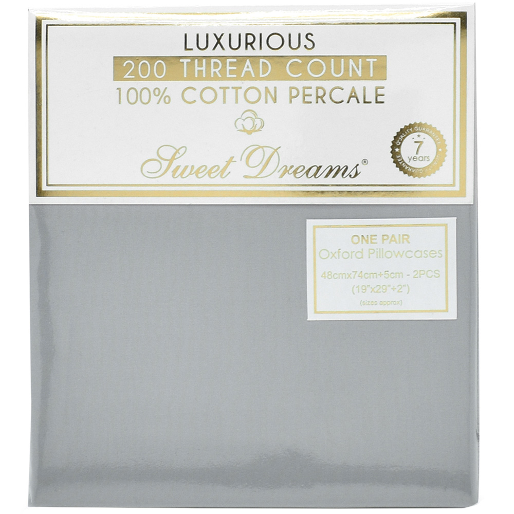Sweet Dreams Grey T200 Percale Oxford Pillowcases Image 1