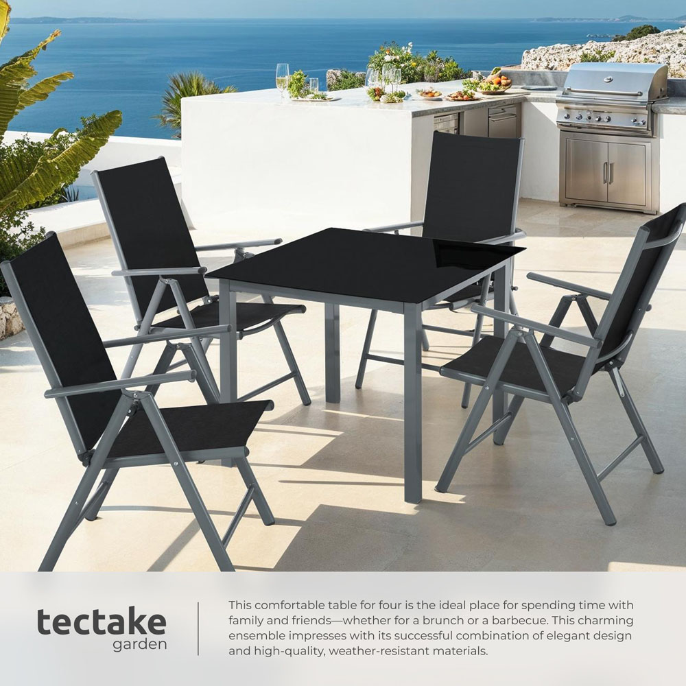 tectake Stabia 4 Seater Anthracite Garden Table and Chairs Set Image 4