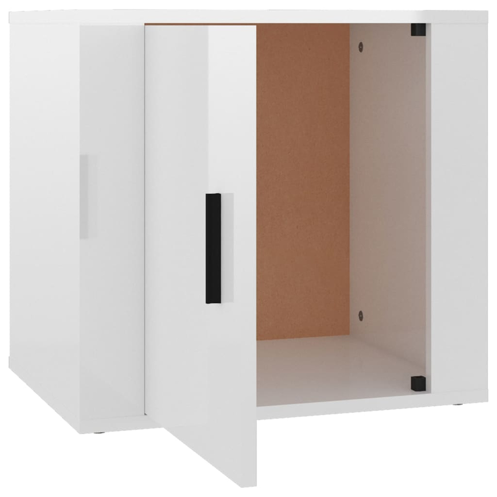 vidaXL Single Door High Gloss White Bedside Cabinet Set of 2 Image 6