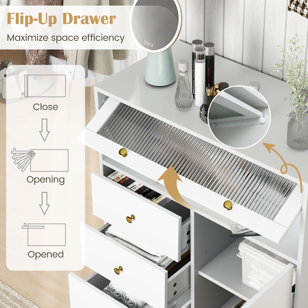 Costway 2 Door 3 Drawers Grey Chest of Drawers Image 6