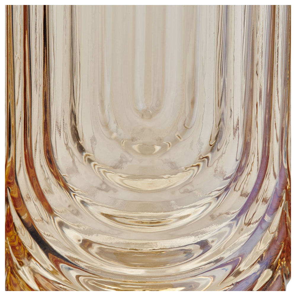 Wilko Ribbed Amber Finish Hi-Ball Glass Image 3