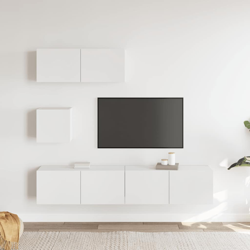vidaXL 7 Door White TV Cabinet Set of 4 Image 7
