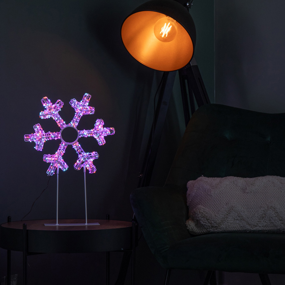Samuel Alexander 720 Twinkling Rainbow LED Light-Up White Christmas Snowflake on Metal Stand 45cm Image 2