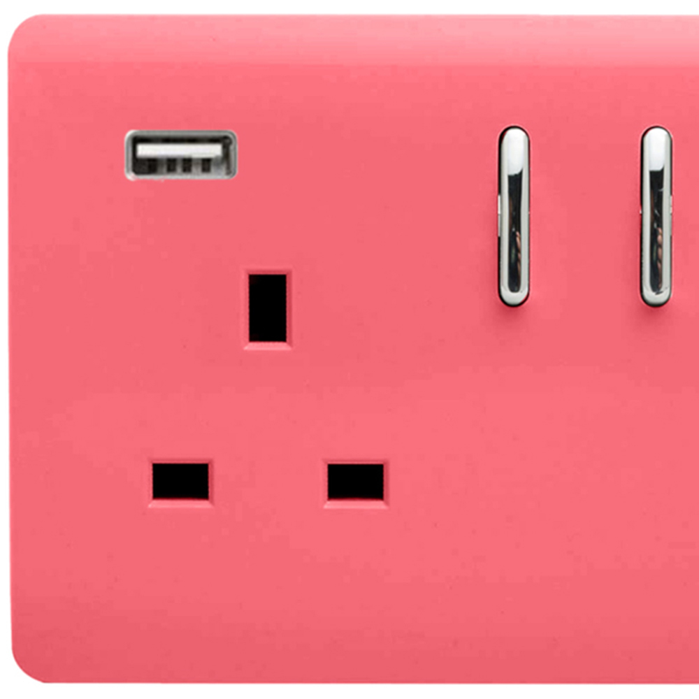 Trendi Switch 2 Gang 13amp 2 Port USB Strawberry Switched Plug Socket Image 2