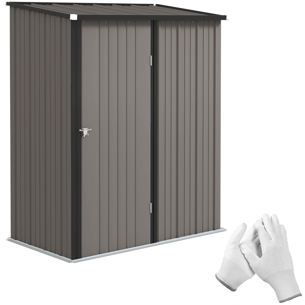 Outsunny 6.4 x 5.3ft Single Door Light Grey Outdoor Storage Shed Image 4